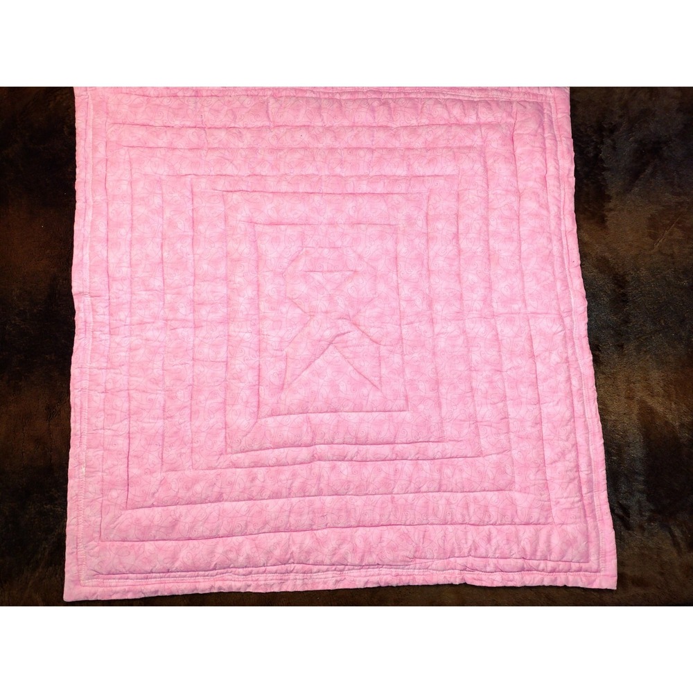 Handmade Breast Cancer Awareness Quilt Wall Hanging Pink Ribbon One-of-a-Kind - Picture 6 of 8